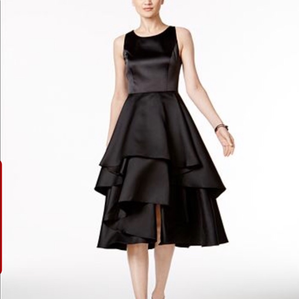 Satin Tiered Fit & Flare Dress